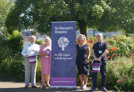 (Pictured left to right – Hugh Law- Volunteer, Lorna Gillespie -Volunteer, Eunice Muir - Chairman, Iain McMillan – Volunteer and Hospice Ambassador).